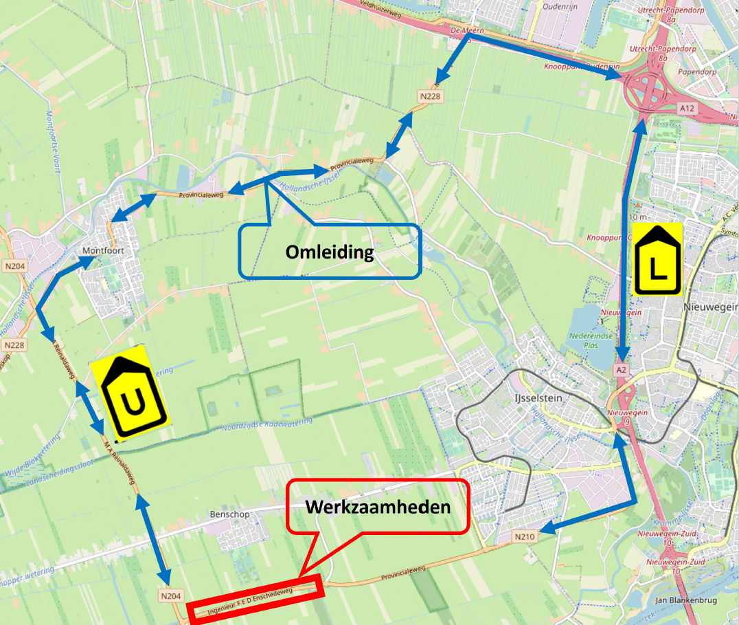 Oleiding N210 werkzaamheden provincie Utrecht